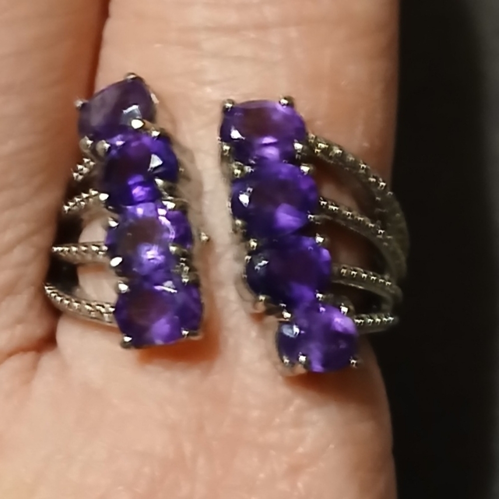 Amethyst Ring In Stainless Steel